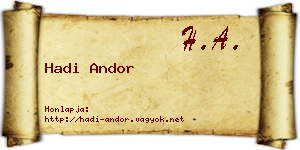 Hadi Andor névjegykártya