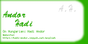 andor hadi business card